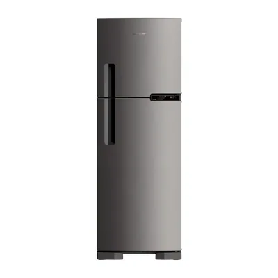 Foto frontal da geladeira Brastemp BRM44H · 127 V ou 220 V, acabamento Inox