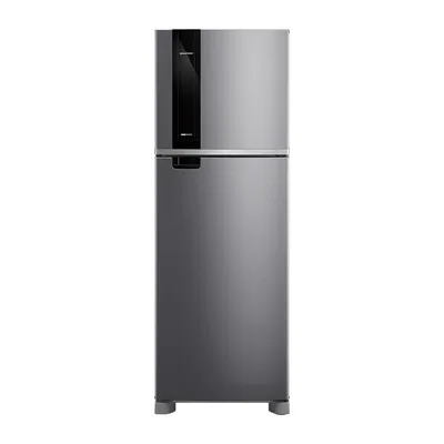 Foto frontal da geladeira Brastemp BRM46M · 127 V ou 220 V, acabamento Inox