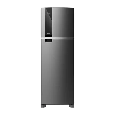 Foto frontal da geladeira Brastemp BRM51M · 127 V ou 220 V, acabamento Inox