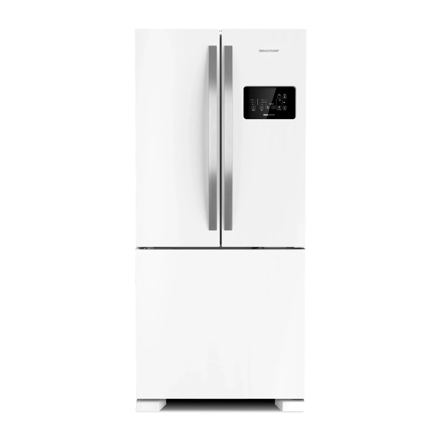 Foto frontal da geladeira Brastemp BRO85A, acabamento Branco