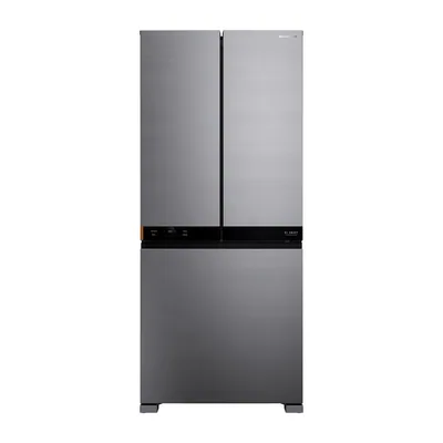 Foto frontal da geladeira Brastemp BRO88A · bivolt, acabamento Inox
