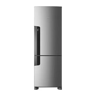 Foto frontal da geladeira Consul CRE45M · 127 V ou 220 V, acabamento Inox