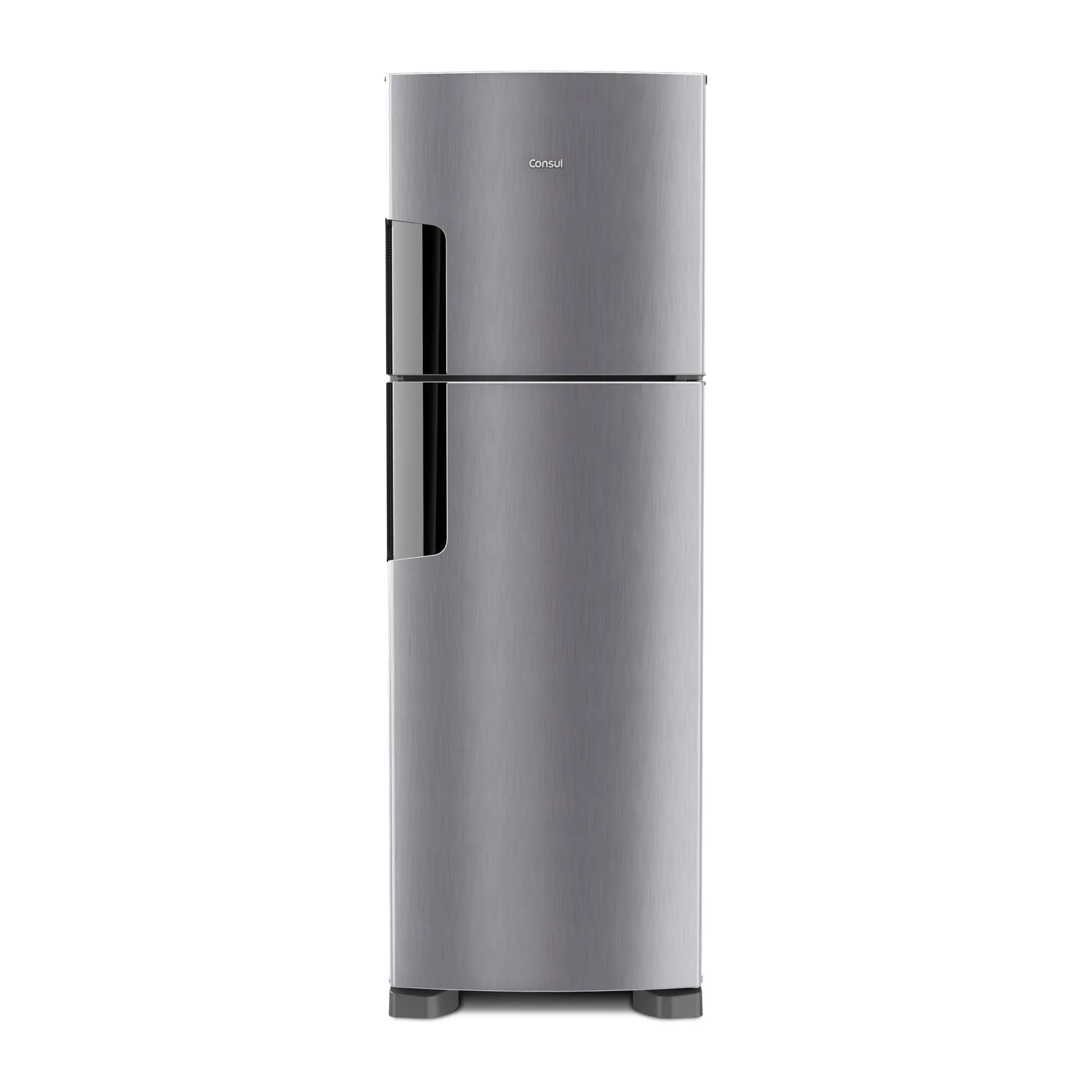 Foto frontal da geladeira Consul CRM44A, acabamento Inox