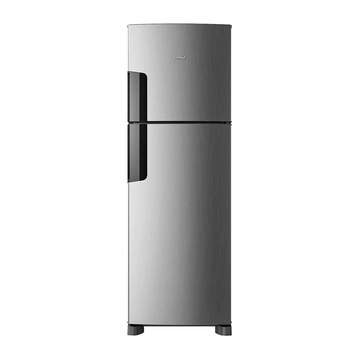 Foto frontal da geladeira Consul CRM44M, acabamento Inox