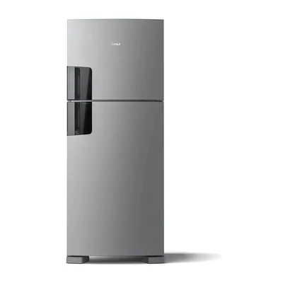 Foto frontal da geladeira Consul CRM50F · 127 V ou 220 V, acabamento Inox