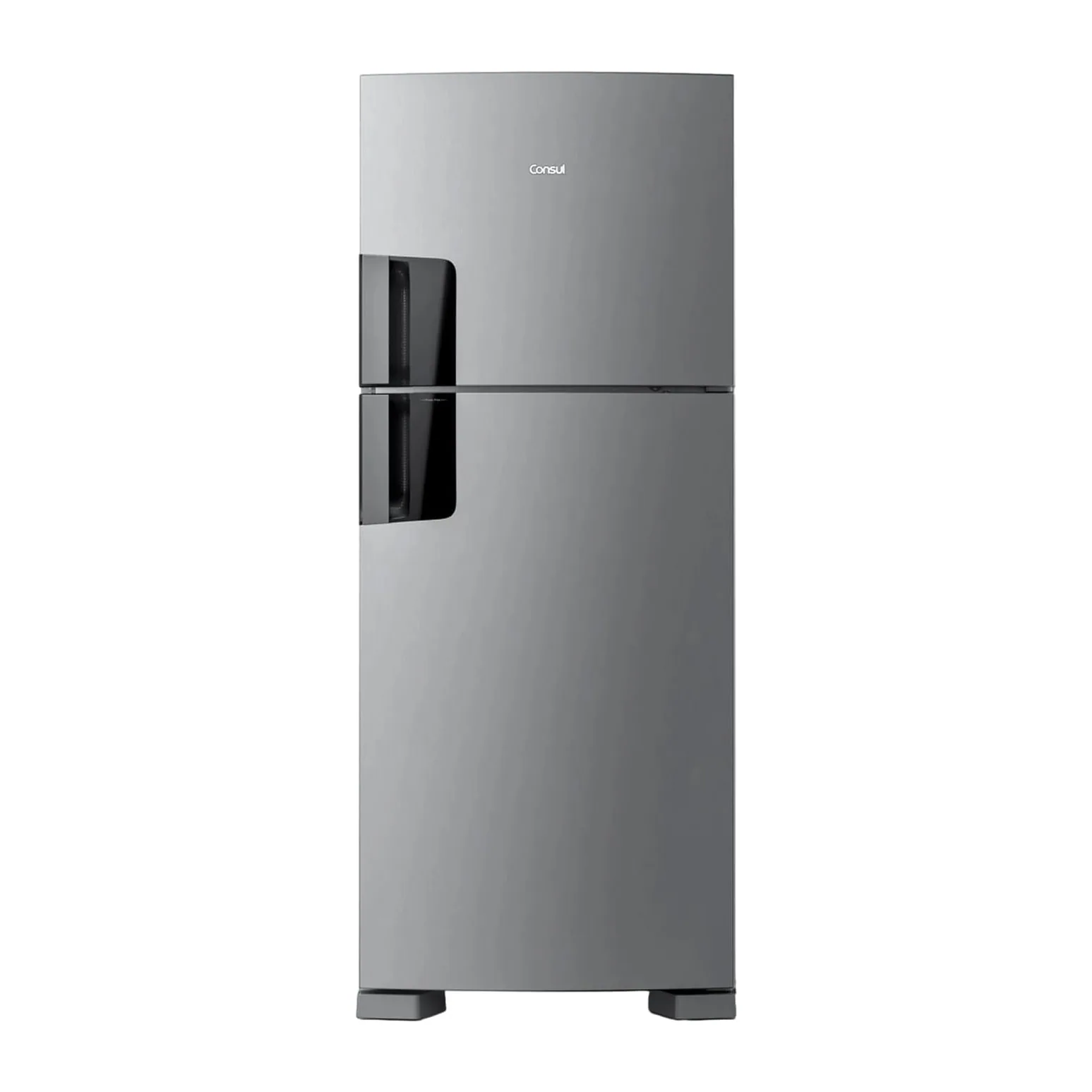 Foto frontal da geladeira Consul CRM50M, acabamento Inox