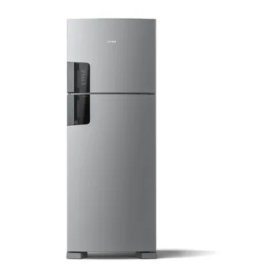 Foto frontal da geladeira Consul CRM56F · 127 V ou 220 V, acabamento Inox