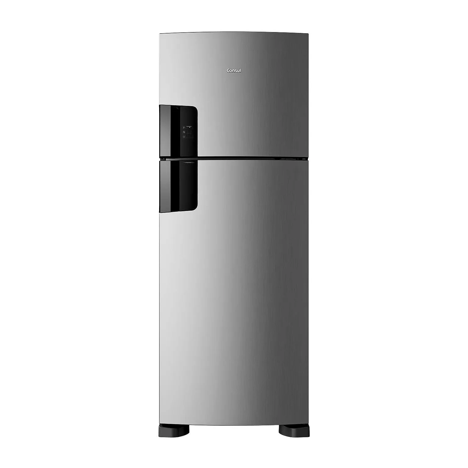 Foto frontal da geladeira Consul CRM56M, acabamento Inox