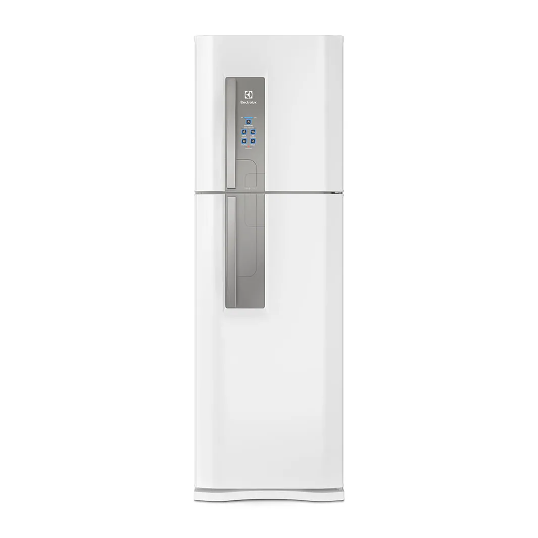 Foto frontal da geladeira Electrolux DF44, acabamento Branco