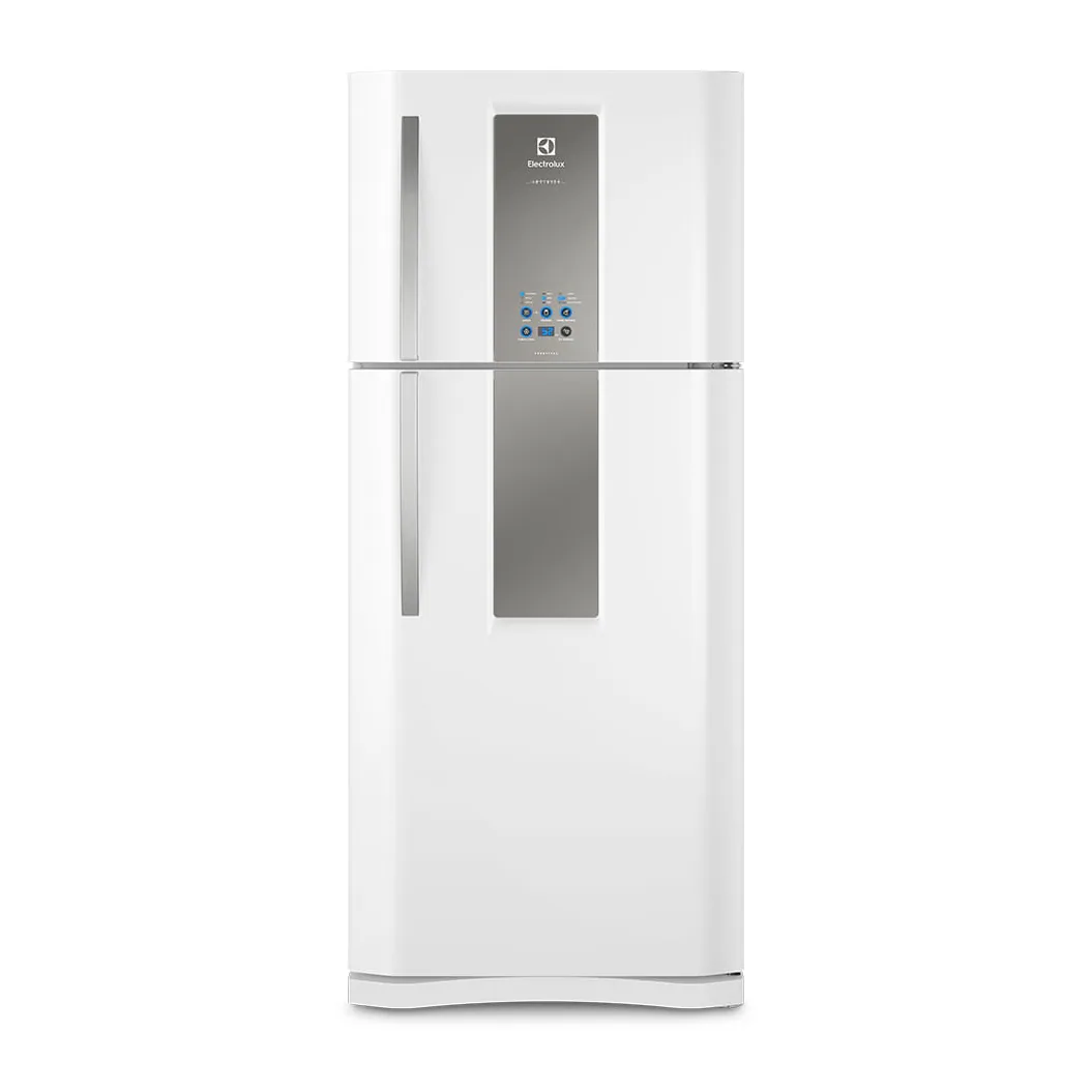 Foto frontal da geladeira Electrolux DF82, acabamento Branco