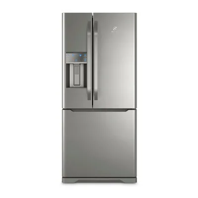 Foto frontal da geladeira Electrolux DM85X · 127 V ou 220 V