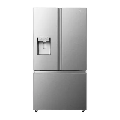 Foto frontal da geladeira Hisense RF610 · 127 V ou 220 V