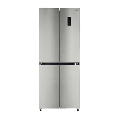 Foto frontal da geladeira HQ HQ-426MDFF · 127 V ou 220 V, acabamento Inox