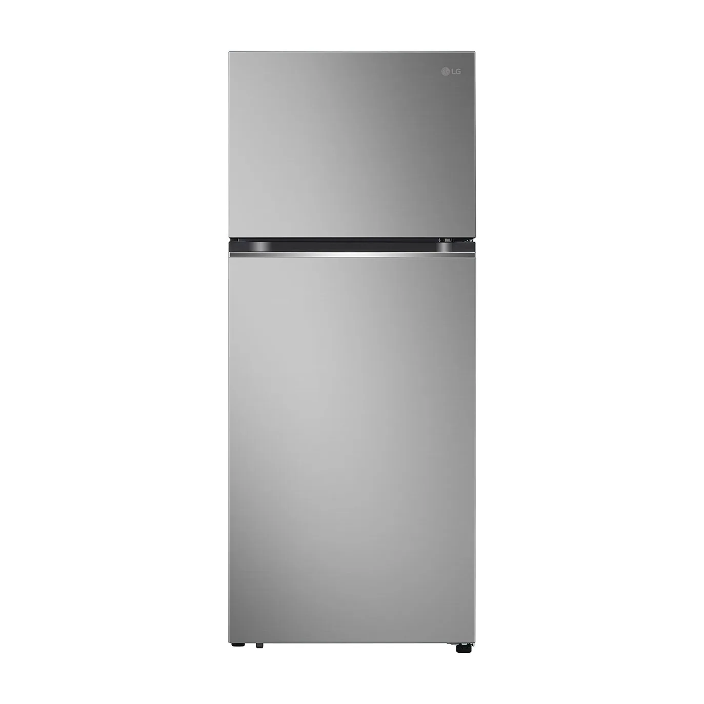 Foto frontal da geladeira LG GN-B372PFM, acabamento Inox Look