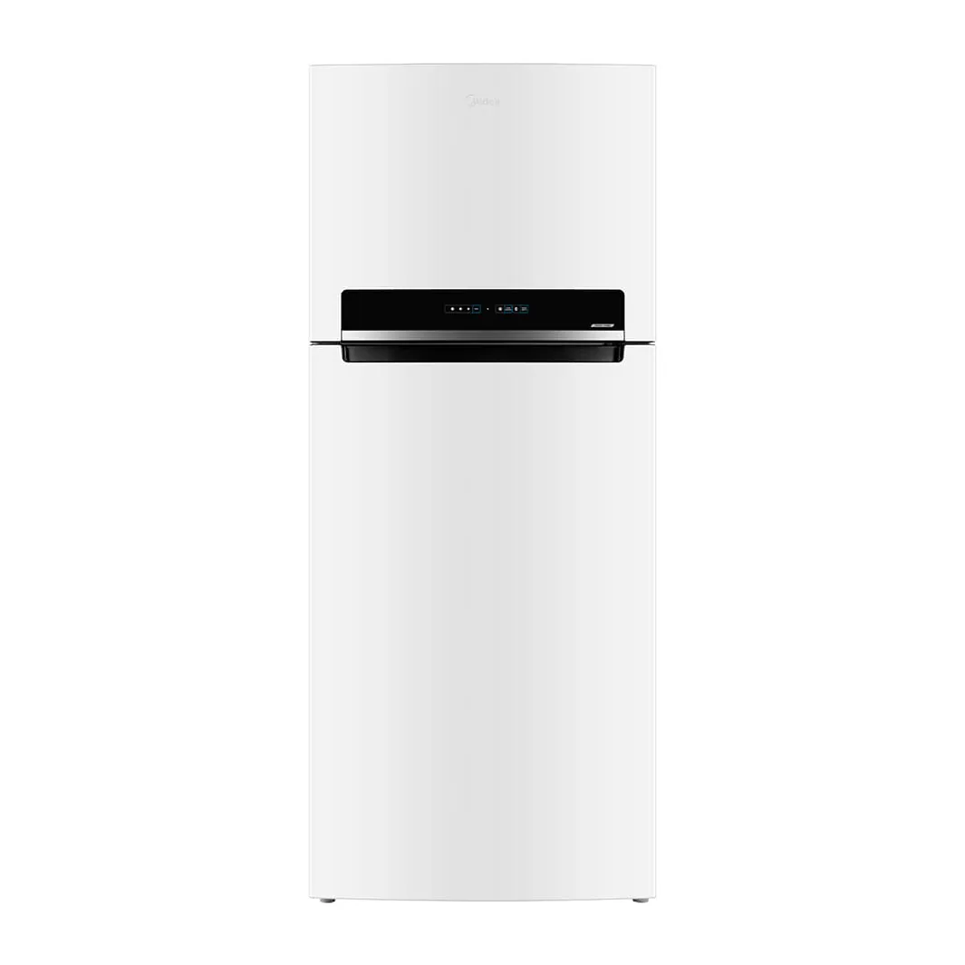 Foto frontal da geladeira Midea MD-RT611EVD, acabamento Branco