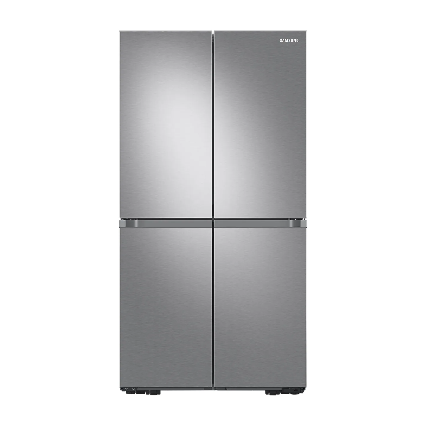 Foto frontal da geladeira Samsung RF59A7011, acabamento Silver