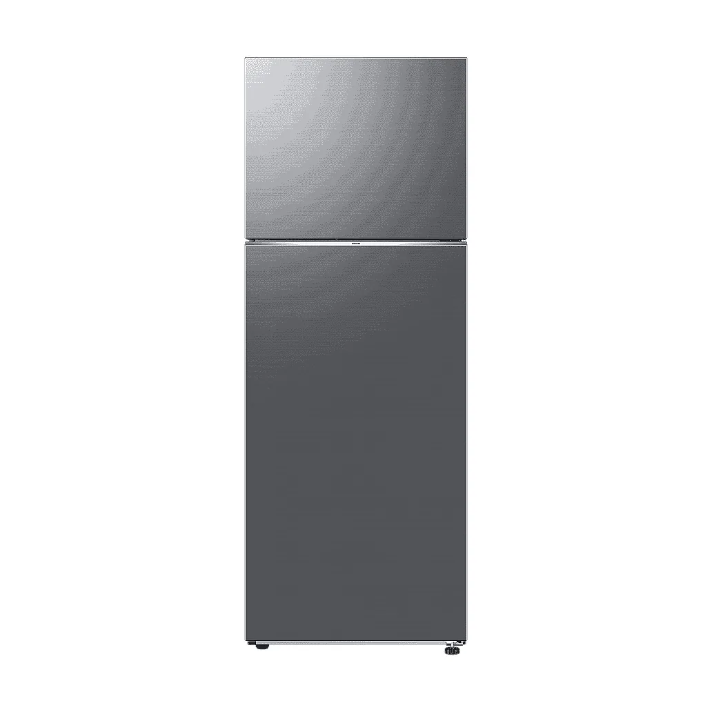 Foto frontal da geladeira Samsung RT53DG6650, acabamento Awesome Gray